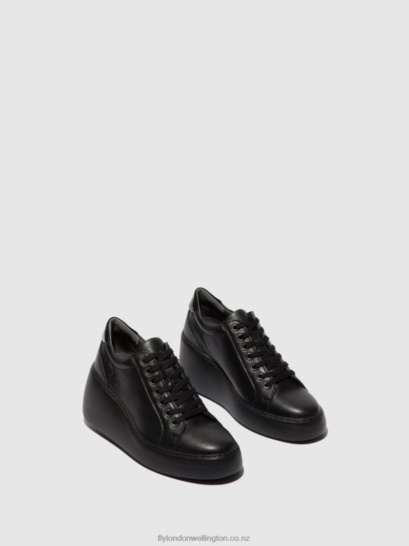 Women Fly London BLACK (BLACK SOLE) Lace-up Trainers DILE450 0B6X4737