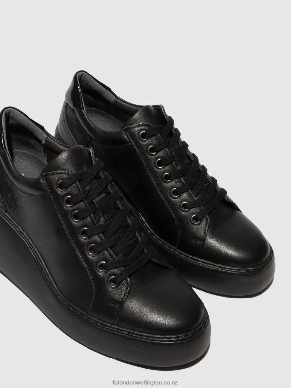 Women Fly London BLACK (BLACK SOLE) Lace-up Trainers DILE450 0B6X4737