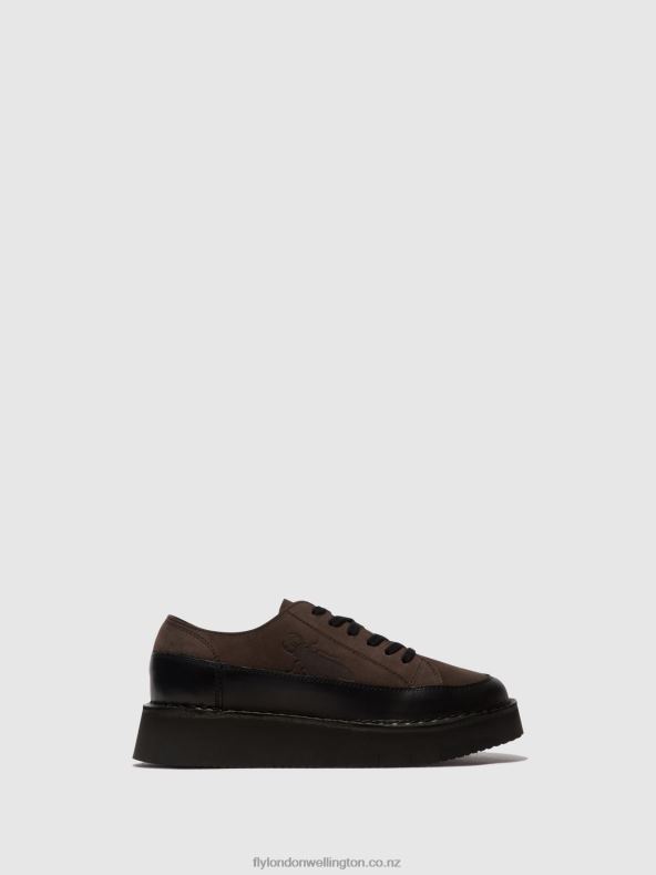Women Fly London BLACK/GREY Lace-up Trainers CUDA099 0B6X4724