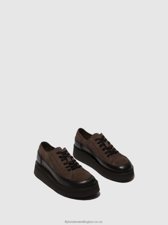 Women Fly London BLACK/GREY Lace-up Trainers CUDA099 0B6X4724