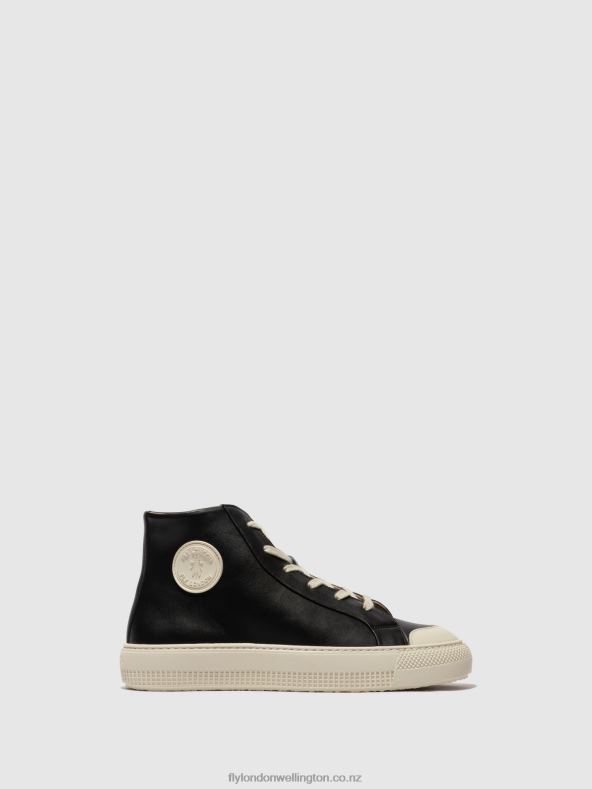 Women Fly London BLACK Hi-Top Trainers TOPY586 0B6X4726