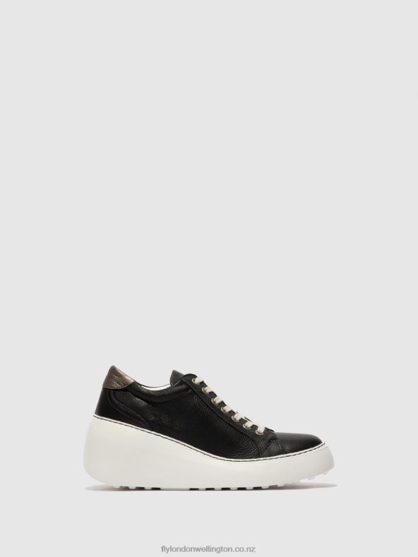 Women Fly London BLACK Lace-up Trainers DILE450 BRITO 0B6X4770