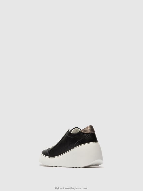 Women Fly London BLACK Lace-up Trainers DILE450 BRITO 0B6X4770