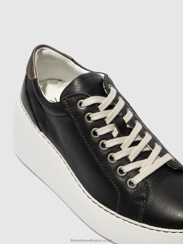 Women Fly London BLACK Lace-up Trainers DILE450 BRITO 0B6X4770