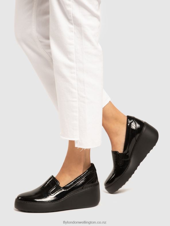 Women Fly London BLACK Slip-on Trainers DECA459 0B6X4746