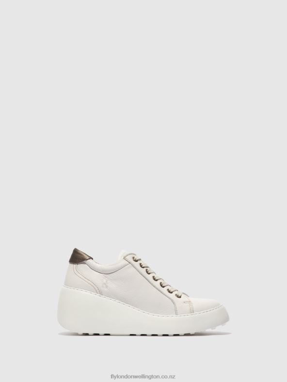Women Fly London BRITO WHITE Lace-up Trainers DILE450 0B6X4768