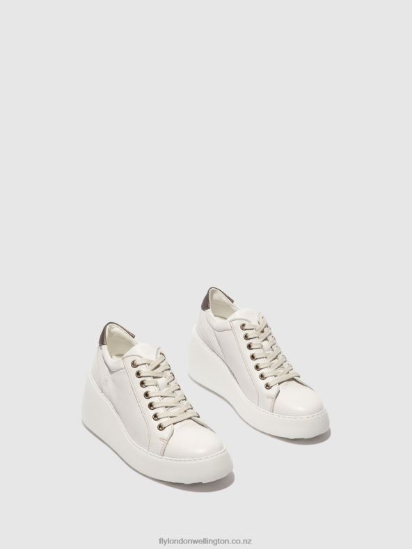 Women Fly London BRITO WHITE Lace-up Trainers DILE450 0B6X4768
