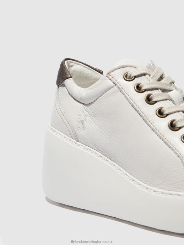 Women Fly London BRITO WHITE Lace-up Trainers DILE450 0B6X4768