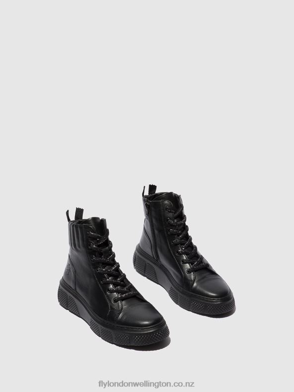 Women Fly London DUBLIN BLACK Lace-up Trainers ERBY484 0B6X4762