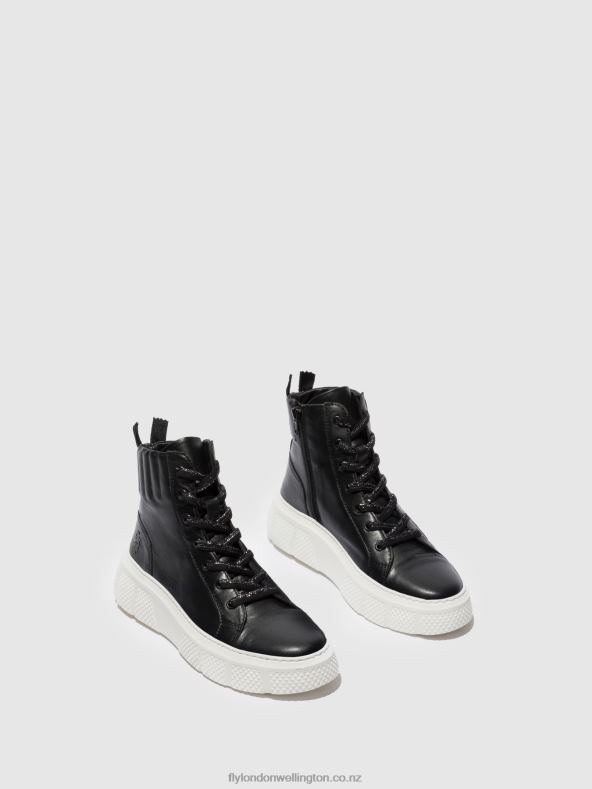 Women Fly London DUBLIN BLACK (WHITE SOLE) Lace-up Trainers ERBY484 0B6X4764