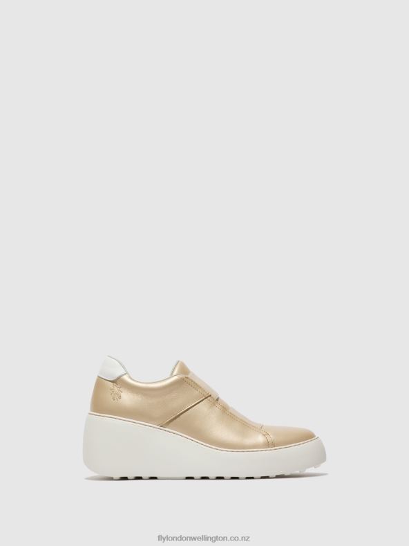 Women Fly London GOLD Elasticated Trainers DITO581 0B6X4731