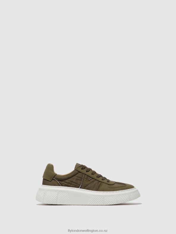 Women Fly London KHAKI Lace-up Trainers ESSA511 0B6X4759