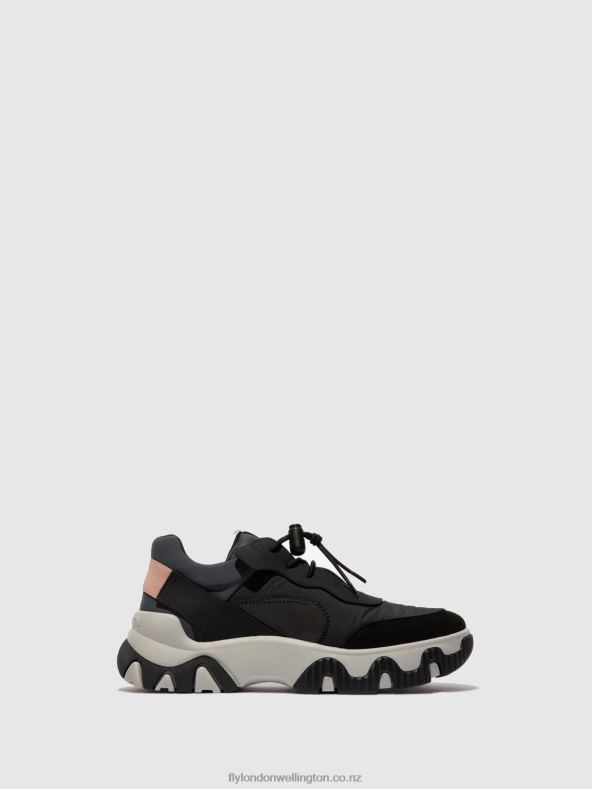 Women Fly London MULTI BLACK Elasticated Trainers FIAN634 0B6X4772