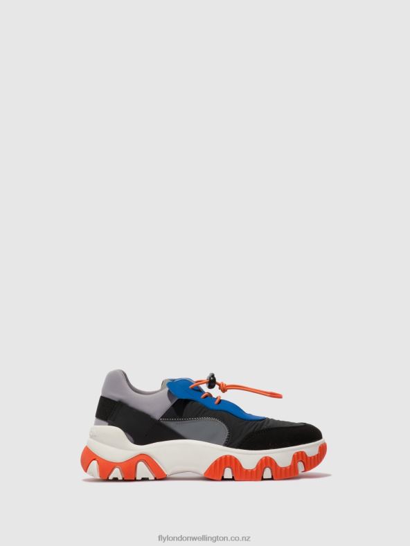 Women Fly London MULTI GREY/BLUE/ORANGE Elasticated Trainers FIAN634 0B6X4767