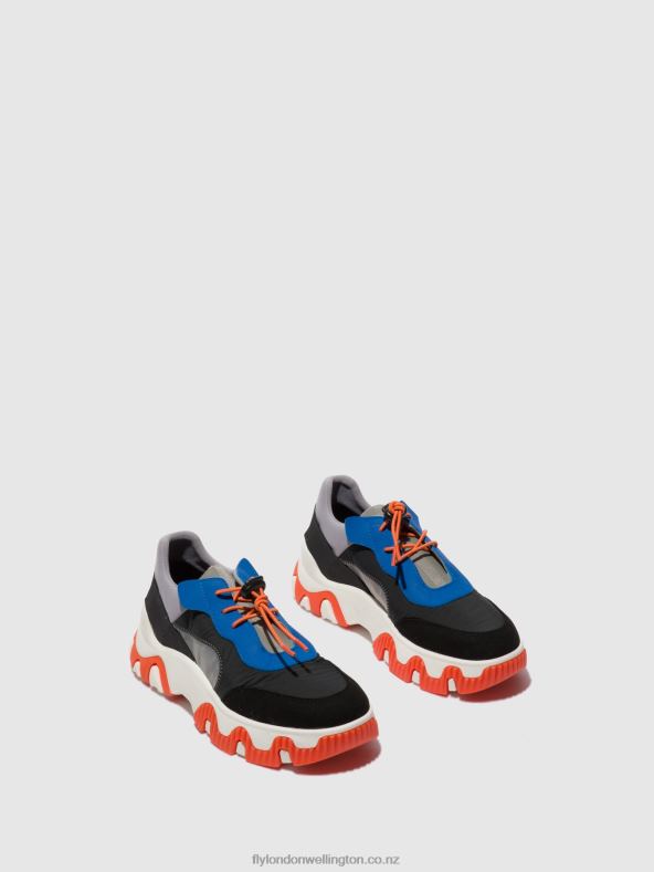 Women Fly London MULTI GREY/BLUE/ORANGE Elasticated Trainers FIAN634 0B6X4767