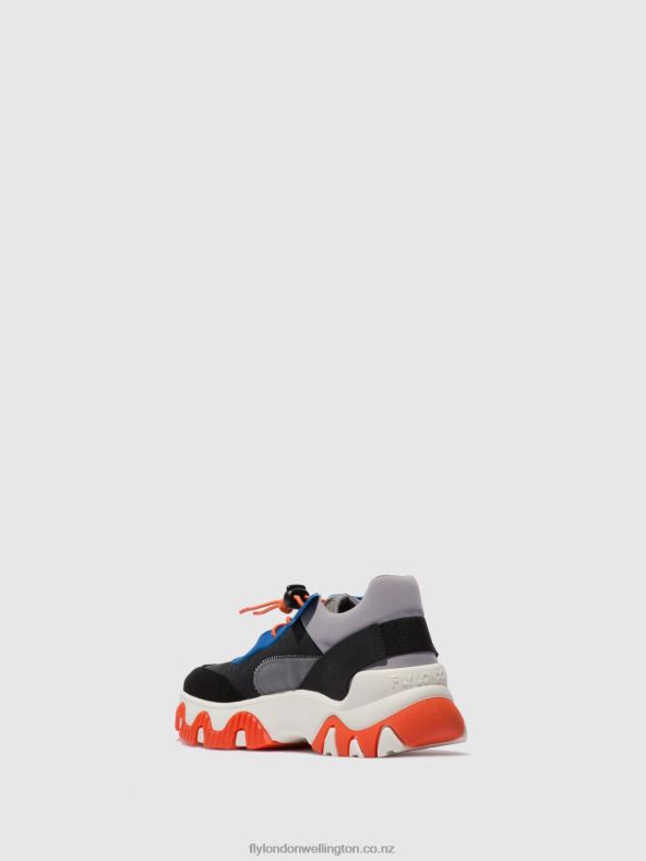 Women Fly London MULTI GREY/BLUE/ORANGE Elasticated Trainers FIAN634 0B6X4767