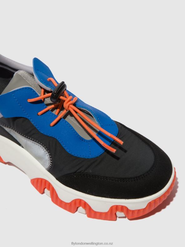 Women Fly London MULTI GREY/BLUE/ORANGE Elasticated Trainers FIAN634 0B6X4767