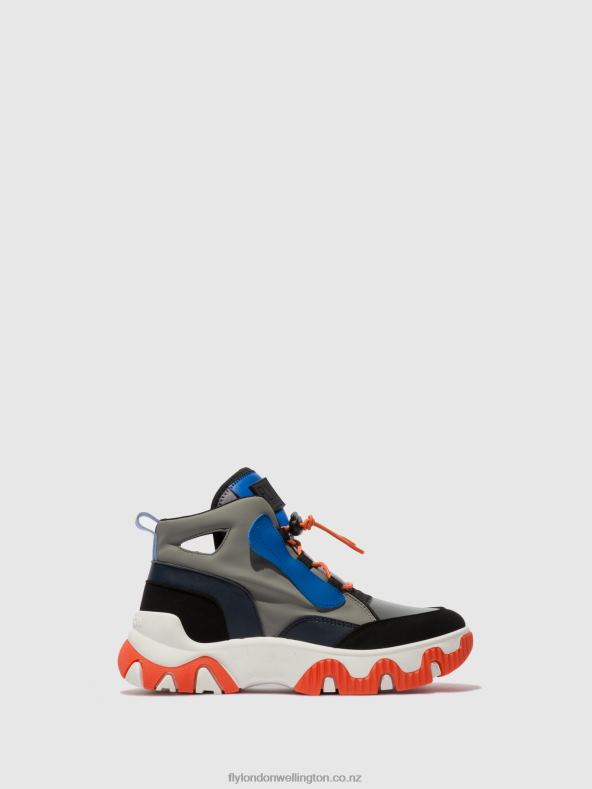 Women Fly London MULTI GREY/BLUE/ORANGE Hi-Top Trainers FENY633 0B6X4766