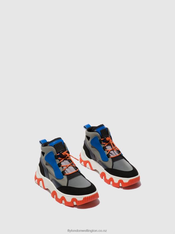 Women Fly London MULTI GREY/BLUE/ORANGE Hi-Top Trainers FENY633 0B6X4766