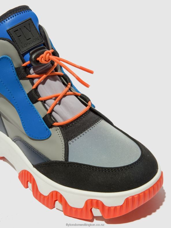 Women Fly London MULTI GREY/BLUE/ORANGE Hi-Top Trainers FENY633 0B6X4766