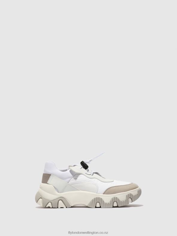 Women Fly London MULTI OFFWHITE Elasticated Trainers FIAN634 0B6X4769