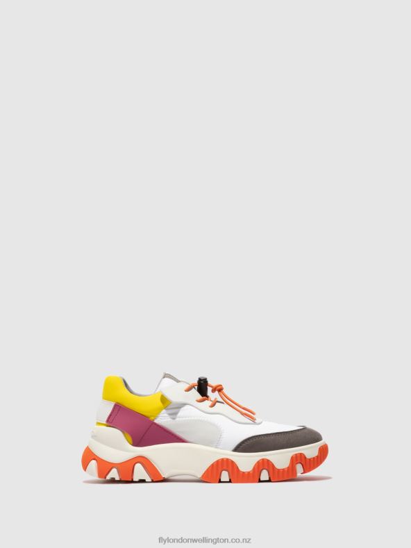 Women Fly London MULTI OFFWHITE/YELLOW/FUCHIA Elasticated Trainers FIAN634 0B6X4773