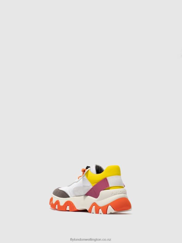 Women Fly London MULTI OFFWHITE/YELLOW/FUCHIA Elasticated Trainers FIAN634 0B6X4773