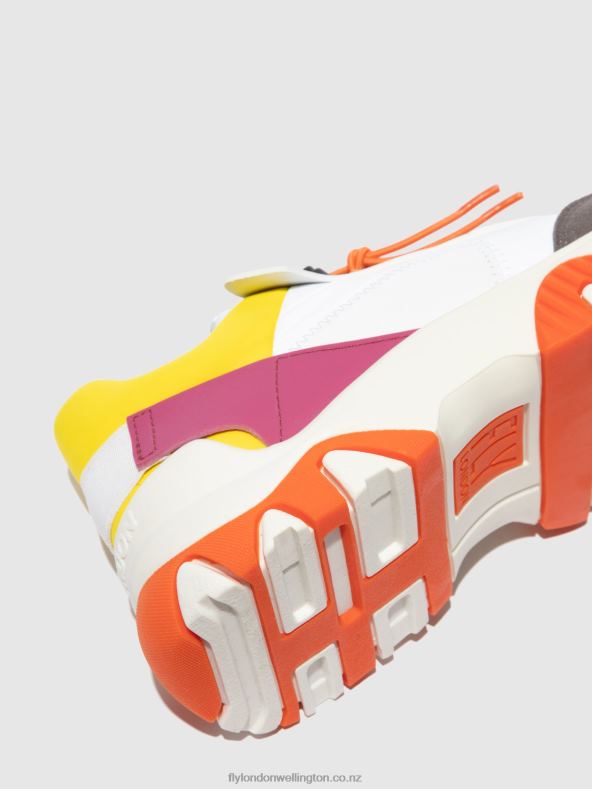 Women Fly London MULTI OFFWHITE/YELLOW/FUCHIA Elasticated Trainers FIAN634 0B6X4773