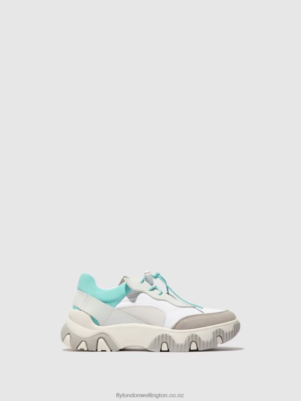 Women Fly London OFFWHITE/MYNT Elasticated Trainers FIAN634 0B6X4749