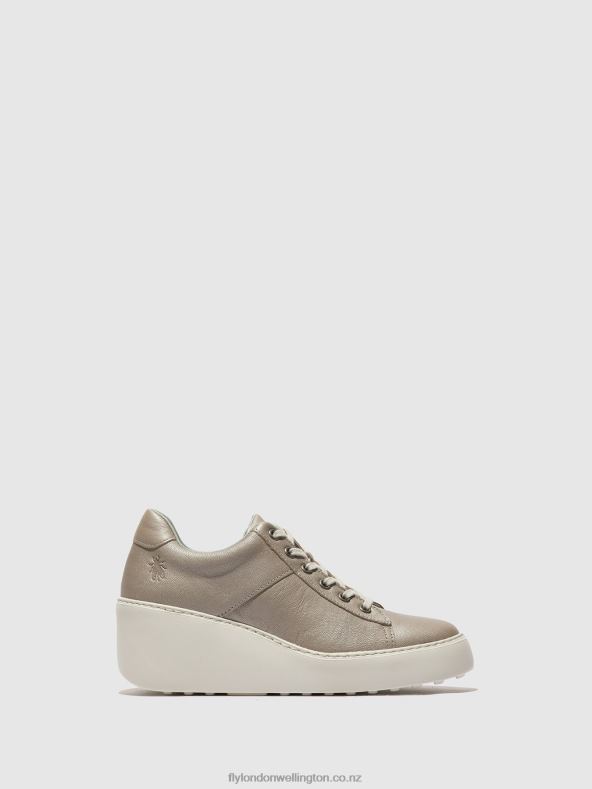 Women Fly London SILVER Lace-up Trainers DELF580 0B6X4720