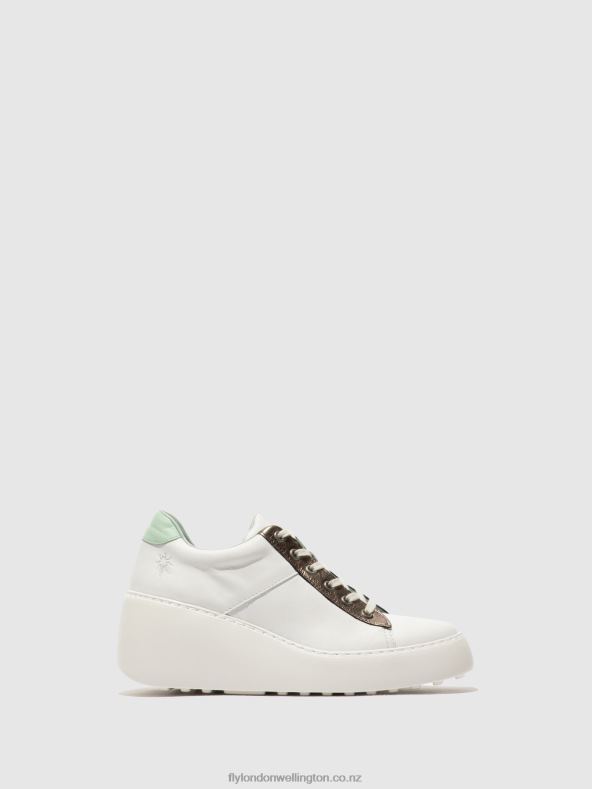 Women Fly London WHITE/BRONZE GRAPHITE/MINT Lace-up Trainers DELF580 0B6X4722