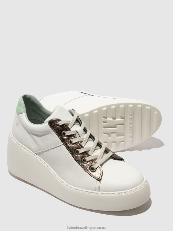 Women Fly London WHITE/BRONZE GRAPHITE/MINT Lace-up Trainers DELF580 0B6X4722