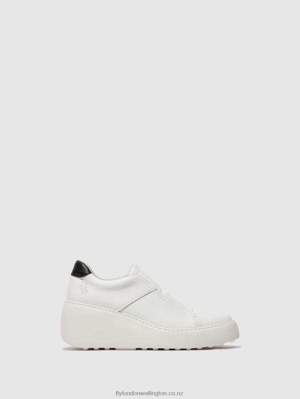 Women Fly London WHITE Elasticated Trainers DITO581 0B6X4732