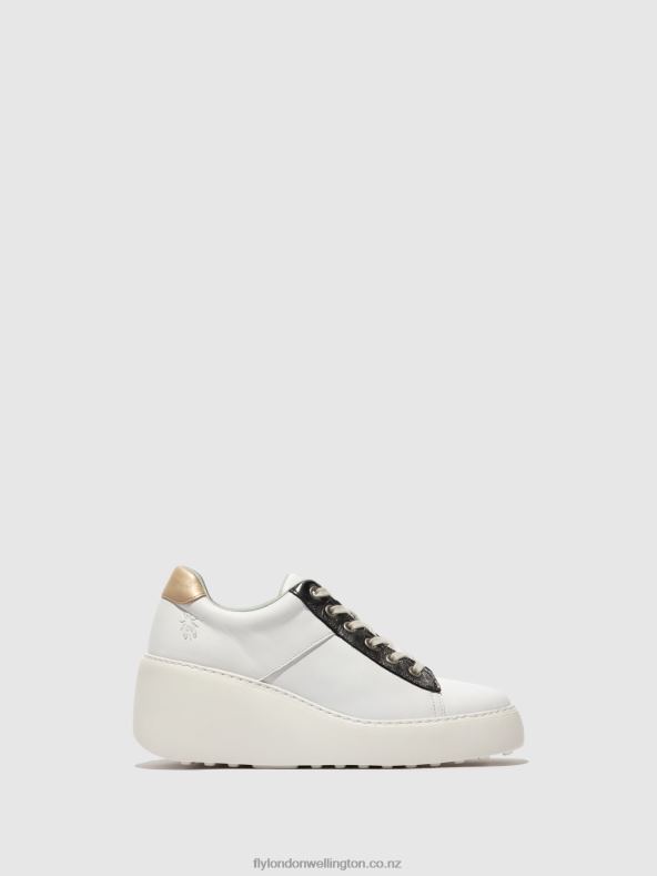 Women Fly London WHITE/GRAPHITE/MYNT Lace-up Trainers DELF580 0B6X4718