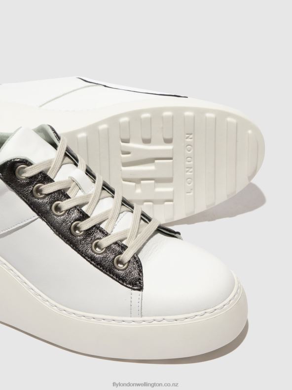 Women Fly London WHITE/GRAPHITE/MYNT Lace-up Trainers DELF580 0B6X4718