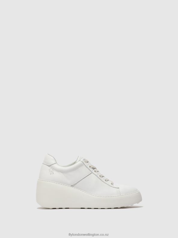 Women Fly London WHITE Lace-up Trainers DELF580 0B6X4721