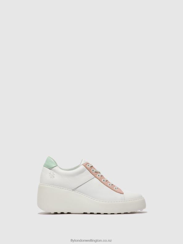 Women Fly London WHITE/NUDE/MINT Lace-up Trainers DELF580 0B6X4713
