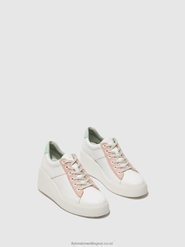 Women Fly London WHITE/NUDE/MINT Lace-up Trainers DELF580 0B6X4713