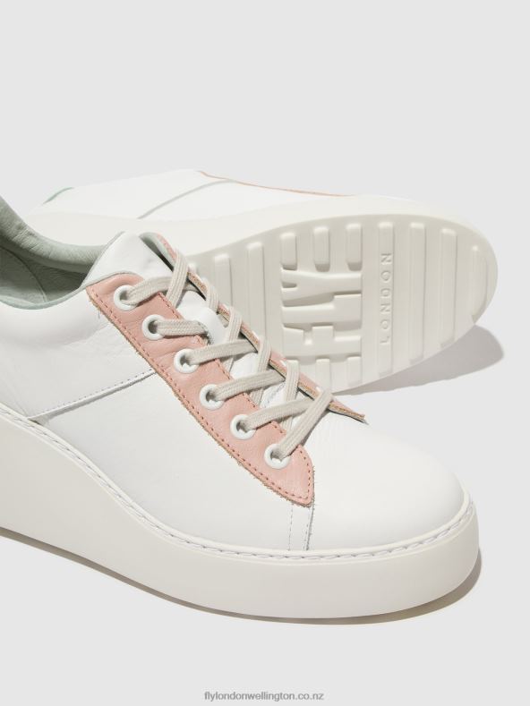 Women Fly London WHITE/NUDE/MINT Lace-up Trainers DELF580 0B6X4713