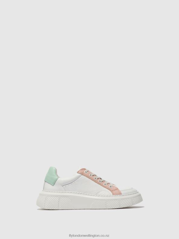 Women Fly London WHITE/NUDE/MYNT Lace-up Trainers EMMY510 0B6X4758