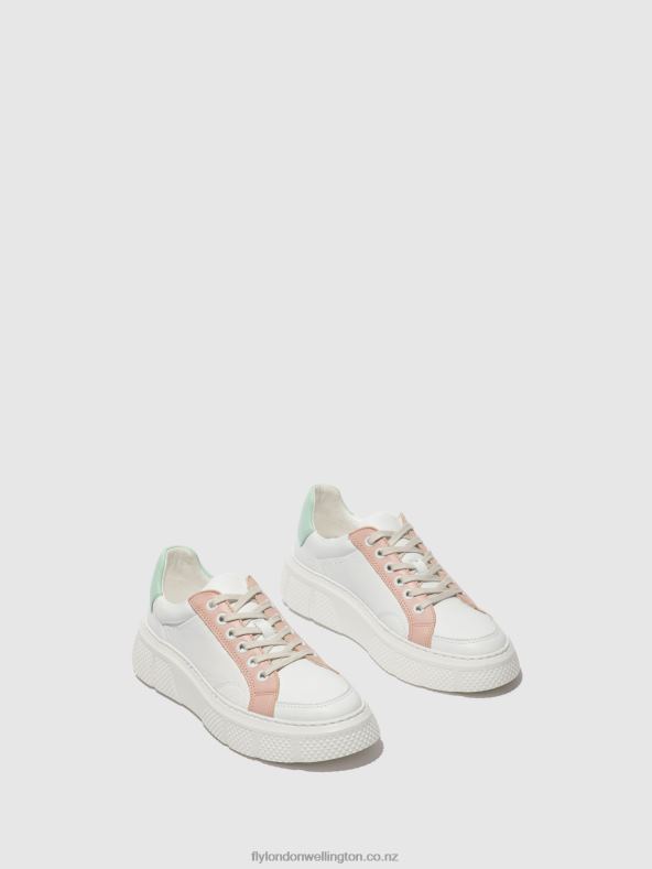 Women Fly London WHITE/NUDE/MYNT Lace-up Trainers EMMY510 0B6X4758