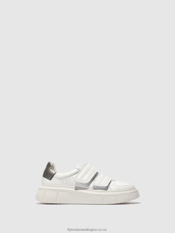 Women Fly London WHITE Velcro Trainers EDDA513 0B6X4756